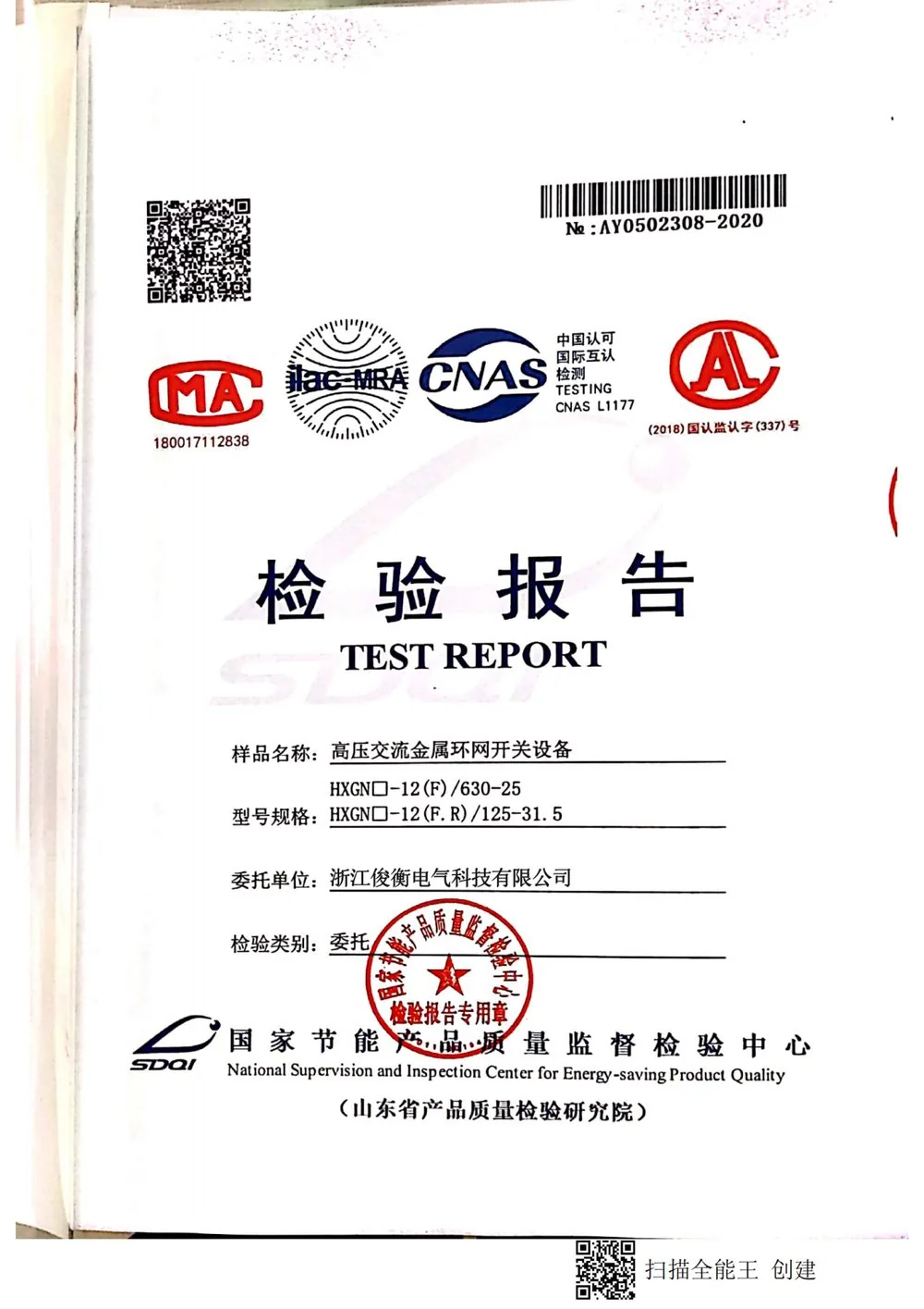 型式试验 第1页