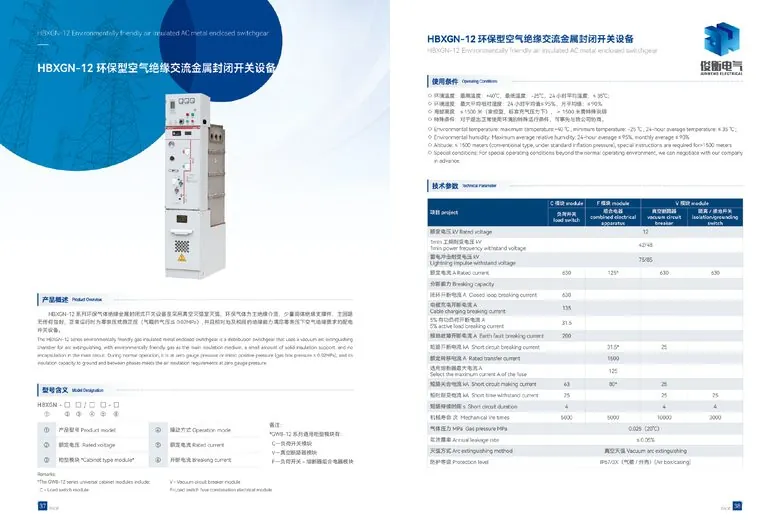 俊衡电气产品图册 第23页 HBXGN-12环保型空气绝缘开关设备